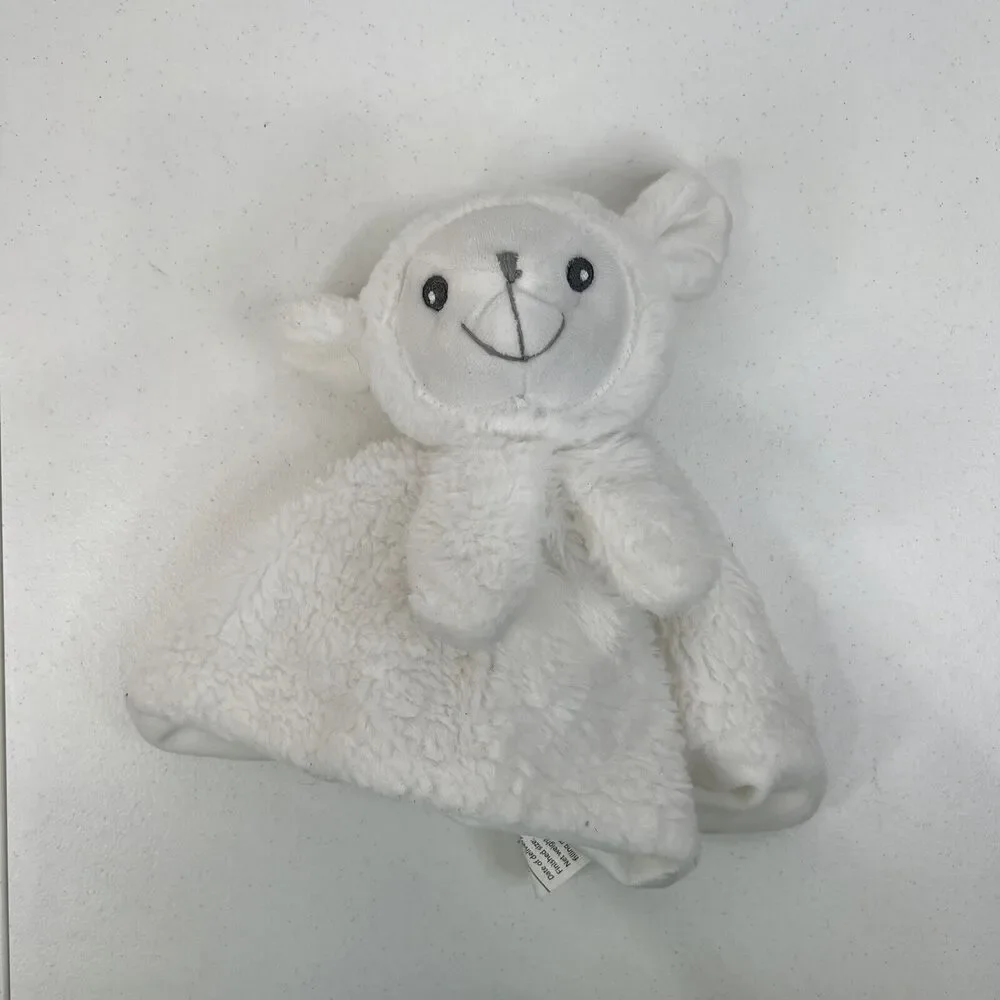 Manhattan Kids Plush Lamb Sheep lovey Baby Security Blanket‎ Fleece White Throw